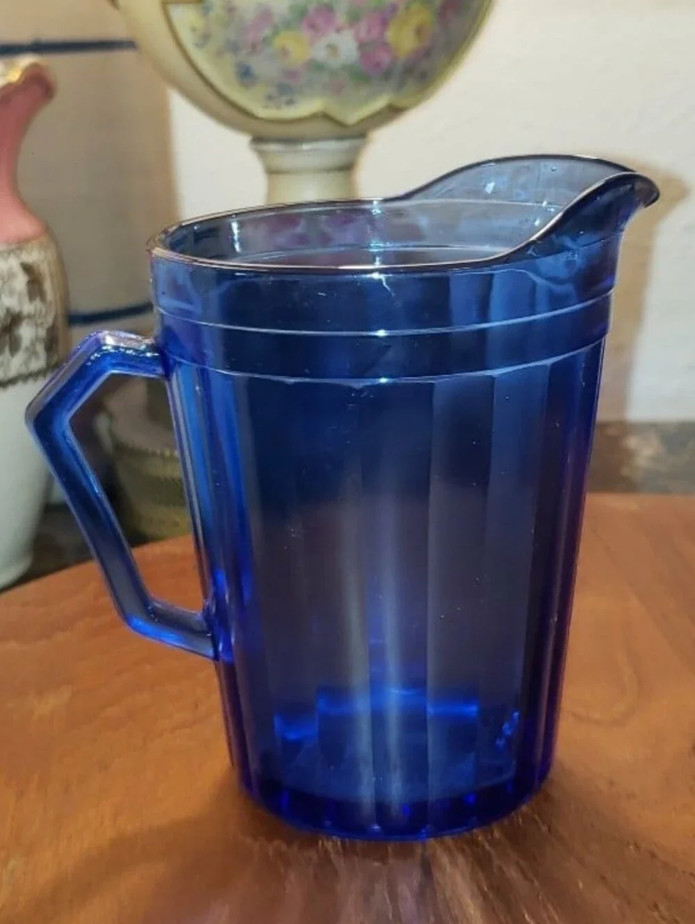 VTG Hazel Atlas Cobalt Blue Small Pitcher/Creamer & Glass